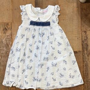 Nautical Print Kids Dress - Blue and White